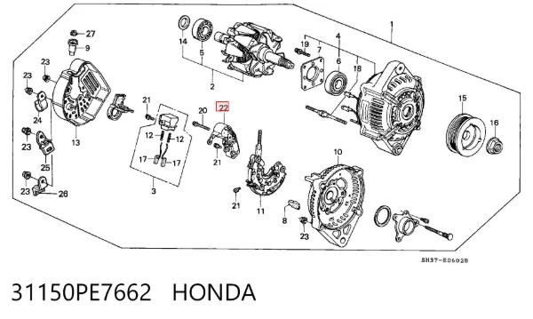 Реле генератора 31150PE7662 Honda