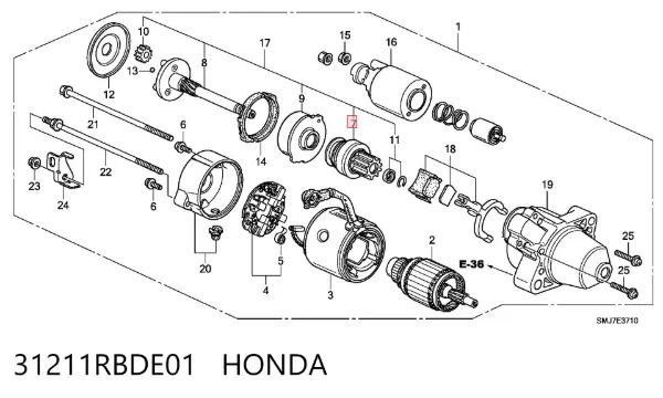 Бендикс стартера 31211RBDE01 Honda