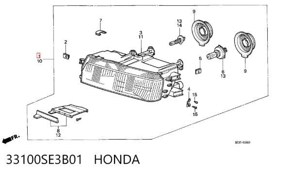 Фара права 33100SE3B01 Honda