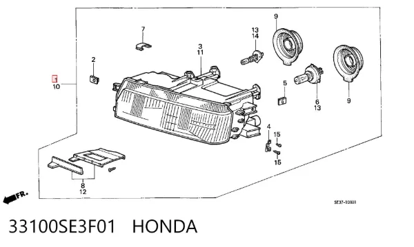 Фара права 33100SE3F01 Honda