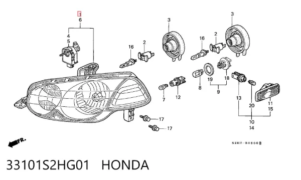 Фара права 33101S2HG01 Honda