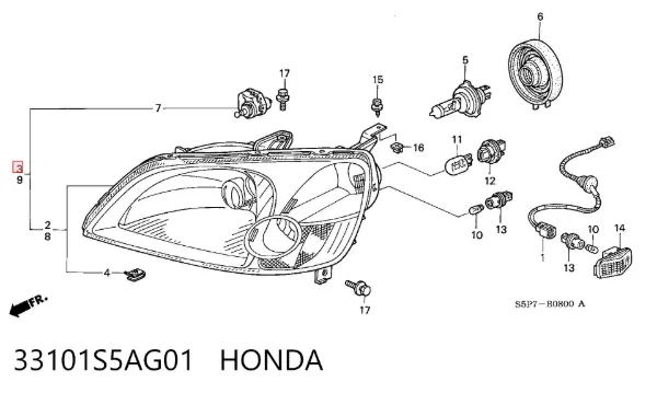 Фара права 33101S5AG01 Honda