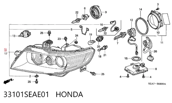 Фара права 33101SEAE01 Honda