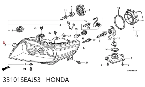 Фара права 33101SEAJ53 Honda
