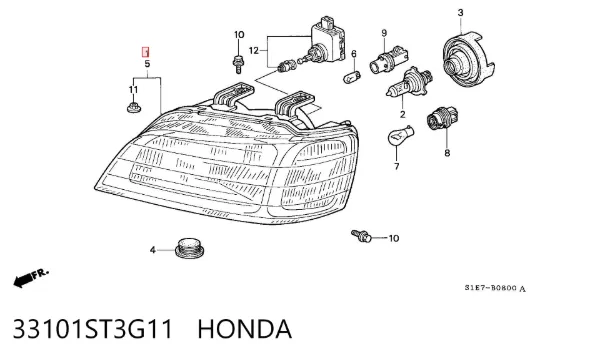 Фара права 33101ST3G11 Honda