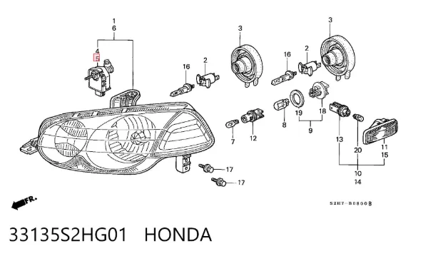 Коректор фар 33135S2HG01 Honda