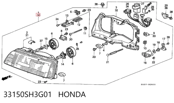 Фара ліва 33150SH3G01 Honda
