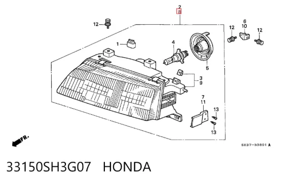 Фара ліва 33150SH3G07 Honda