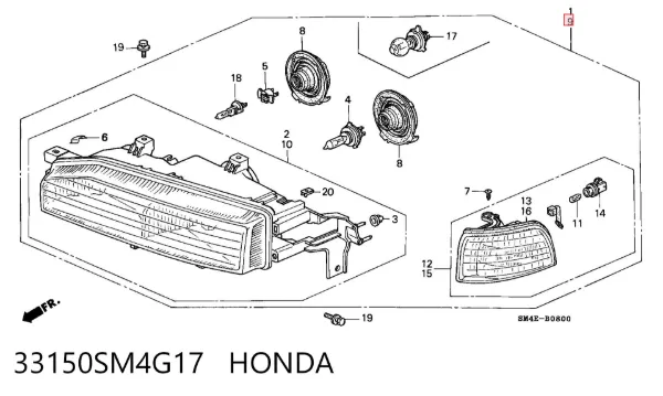 Фара ліва 33150SM4G17 Honda