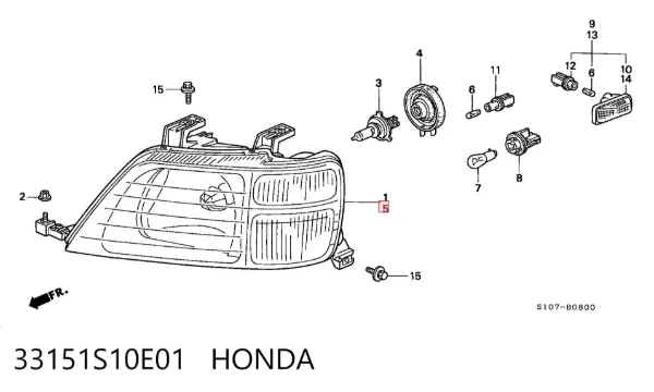 Фара ліва 33151S10E01 Honda
