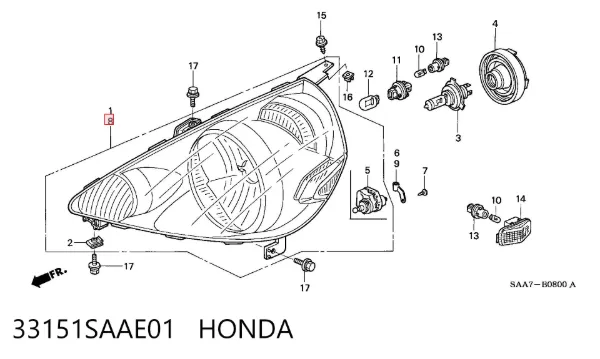 Фара ліва 33151SAAE01 Honda
