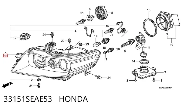 Фара ліва 33151SEAE53 Honda