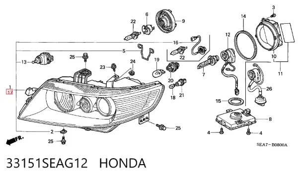 Фара ліва 33151SEAG12 Honda