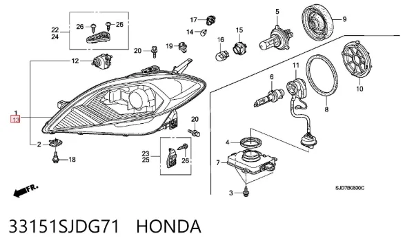 Фара ліва 33151SJDG71 Honda