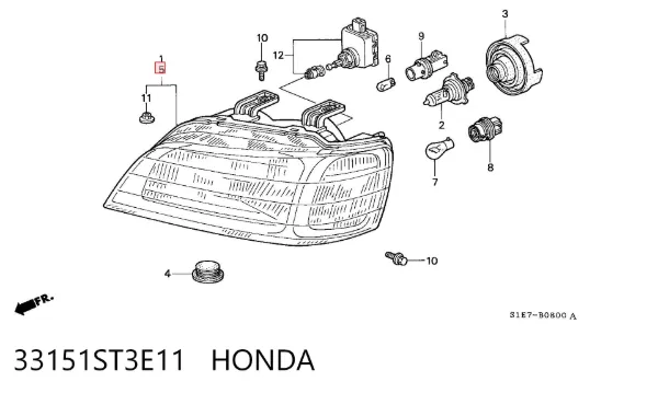 Фара ліва 33151ST3E11 Honda