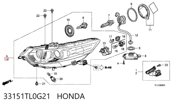 Фара ліва 33151TL0G21 Honda
