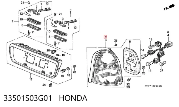 Задня права фара 33501S03G01 Honda