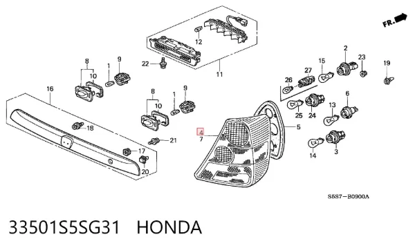 Задня права фара 33501S5SG31 Honda