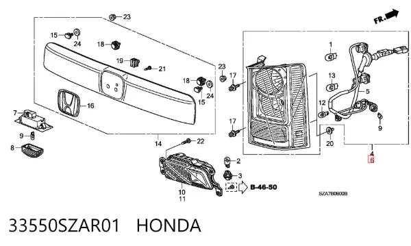 Лівий стоп 33550SZAR01 Honda