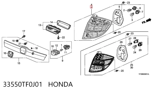 Лівий стоп 33550TF0J01 Honda