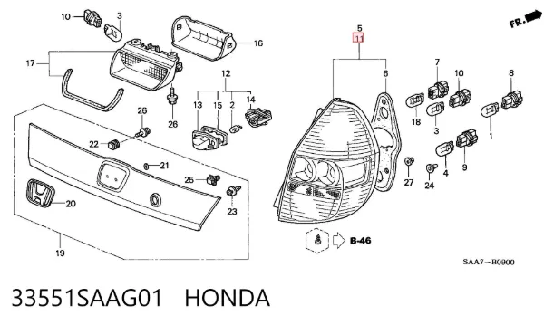 Лівий стоп 33551SAAG01 Honda