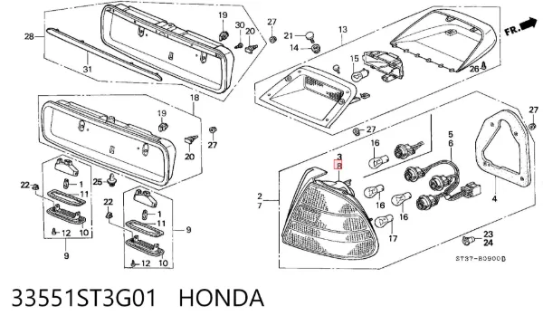 Лівий стоп 33551ST3G01 Honda