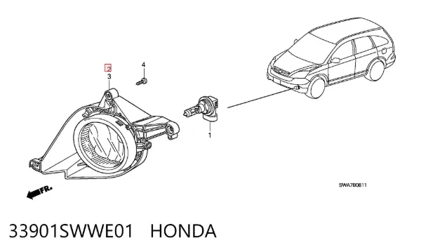 Фара протитуманна, права 33901SWWE01 Honda