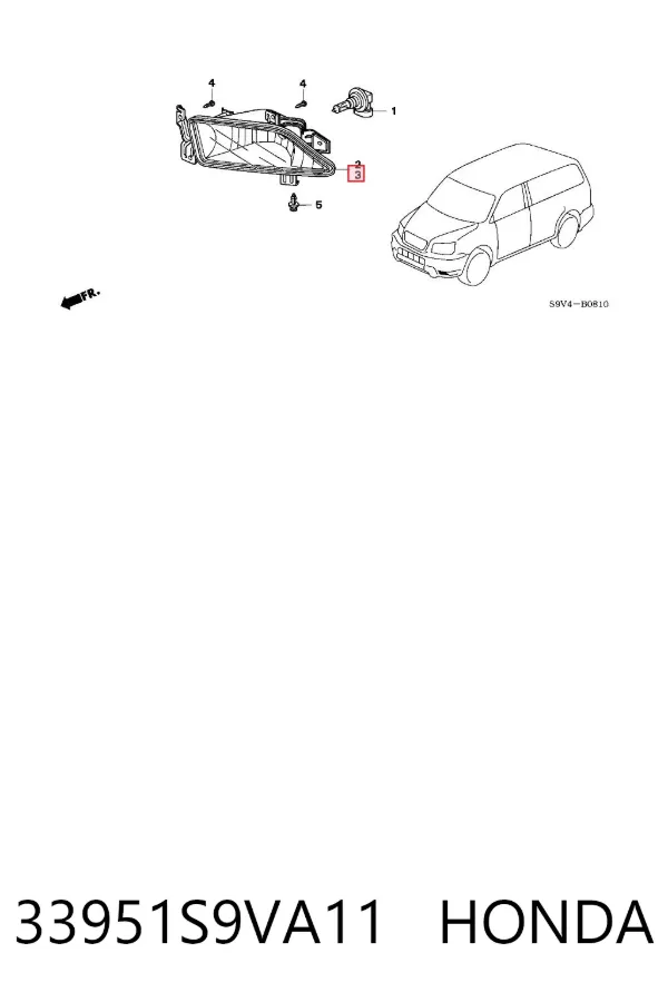 Фара протитуманна, ліва 33951S9VA11 Honda