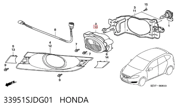 Фара протитуманна, ліва Honda FR-V BE