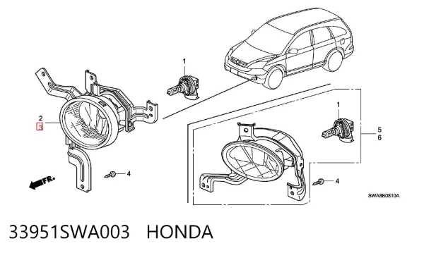 Фара протитуманна, ліва 33951SWA003 Honda