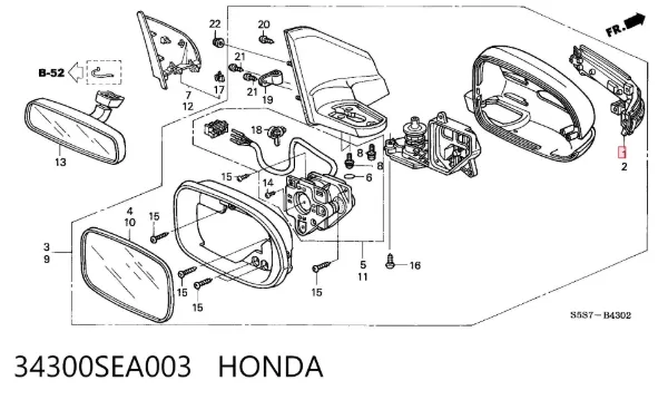 Покажчик повороту дзеркала, правий 34300SEA003 Honda