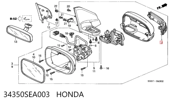 Покажчик повороту дзеркала, лівий 34350SEA003 Honda