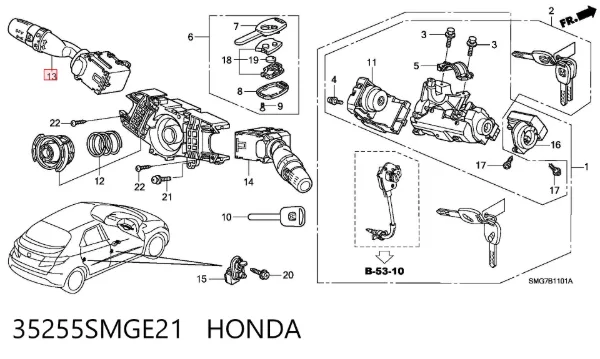 Перемикач підрульовий, лівий 35255SMGE21 Honda