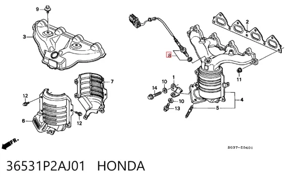 Лямбда-зонд 36531P2AJ01 Honda