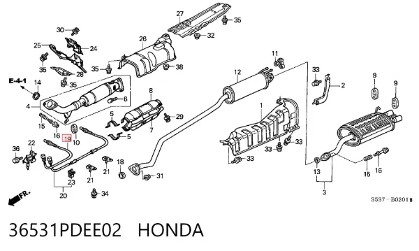Лямбдазонд, датчик кисню до каталізатора 36531PDEE02 Honda