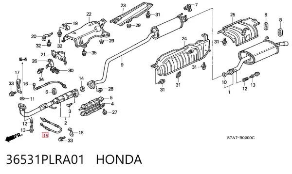 Лямбдазонд, датчик кисню до каталізатора 36531PLRA01 Honda