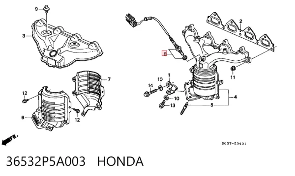 Лямбдазонд, датчик кисню до каталізатора 36532P5A003 Honda