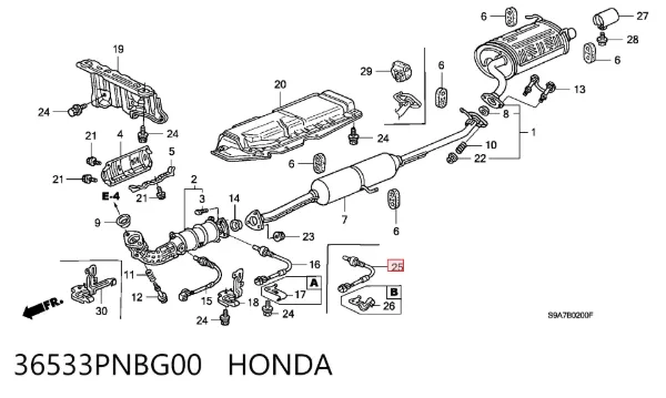 Лямбда-зонд, датчик кисню після каталізатора 36533PNBG00 Honda
