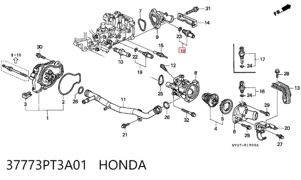 Датчик включення вентилятора 37773PT3A01 Honda