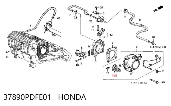 Потенціометр 37890PDFE01 Honda