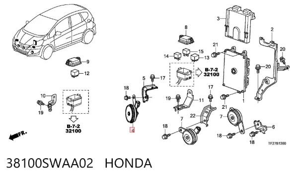 Сигнал звуковий (клаксон) 38100SWAA02 Honda