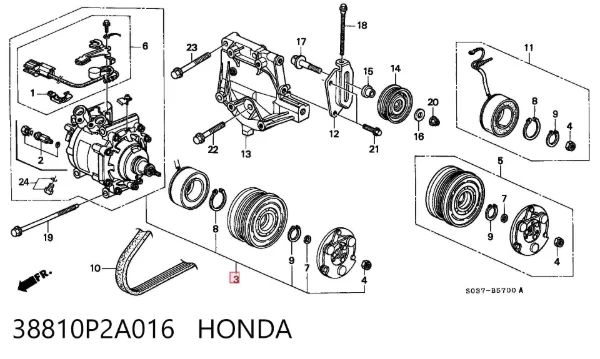 Компресор кондиціонера 38810P2A016 Honda