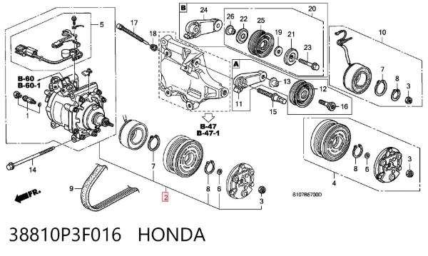 Компресор кондиціонера 38810P3F016 Honda