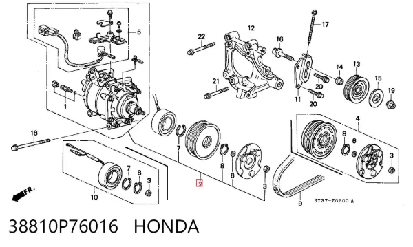 Компресор кондиціонера 38810P76016 Honda