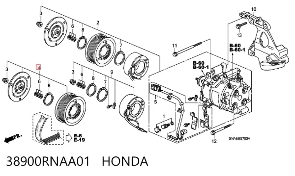 Шків компресора кондиціонера 38900RNAA01 Honda
