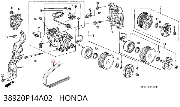 Ремінь генератора 38920P14A02 Honda
