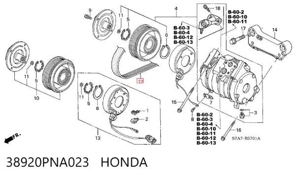 Ремінь генератора 38920PNA023 Honda
