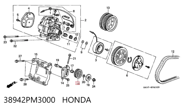 Натяжний ролик 38942PM3000 Honda