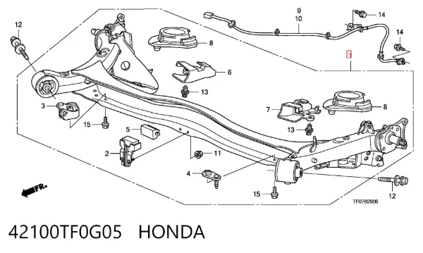 Сайлентблок задньої балки 42100TF0G05 Honda