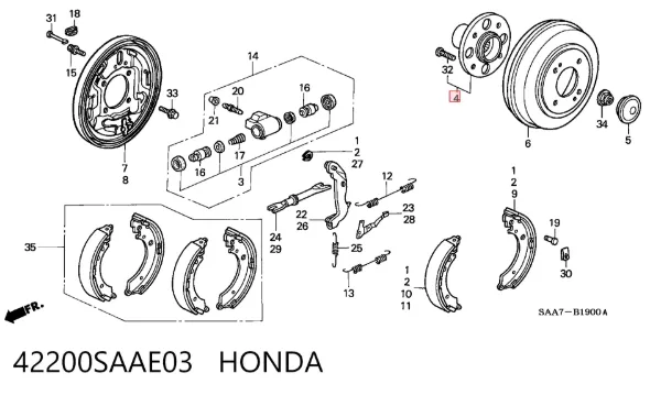 Задня маточина 42200SAAE03 Honda